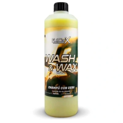 Imagen de FULLCARX Wash &amp; Wax 750ml Champú con Cera Carnauba Concentrado Espuma Activa, Lavado Coche Alto Brillo Exterior, Jabón Limpiador 2 en 1 Limpia y Abrillanta, Producto Limpieza Detailing Profesional