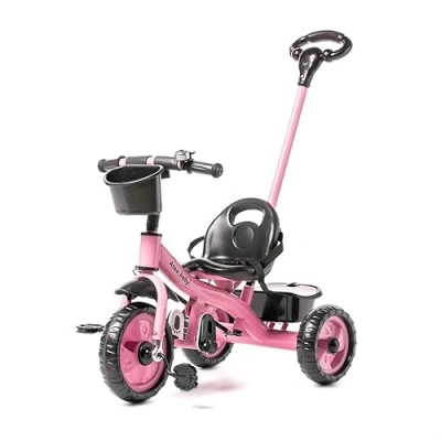 Imagen de Triciclo Infantil NAKAMA Rosa evolutivo con Sillín Regulable, Bloqueo de Dirección, Cinturón Seguridad, Porta Objeto, Barra Parental Regulable