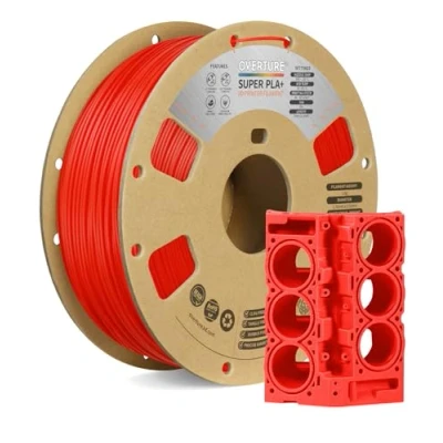 Imagen de OVERTURE Super PLA+ Filamento de 1,75 mm, Dureza Mejorada PLA Plus, Carrete Cartón, 1kg (2.2lbs), Precisión Dimensional +/ 0.02 mm(Rojo)