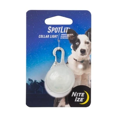 Imagen de Nite Ize SpotLit Collar de luz LED con mosquetón, para Perro, Brilla + Destellos, Color Blanco