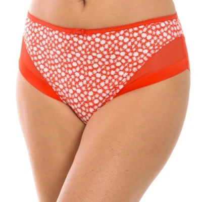 Imagen de Dim Braga Generous Clásico X1, Bragas Mujer, Rojo Con Flores Blancas, XXL