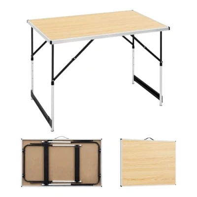 Imagen de WOLTU Mesa de Camping Plegable Jardín Trabajo Balcón Altura Regulable Aluminio Acero MDF