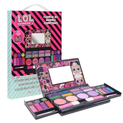 Imagen de L.O.L Surprise! Townley Girl Set Cosmético Compacto Con Espejo 14 Brillos De Labios, 4 Corporales, Pinceles, Colorido, Portátil, Plegable, Maquillaje, Kit Belleza Para Niñas