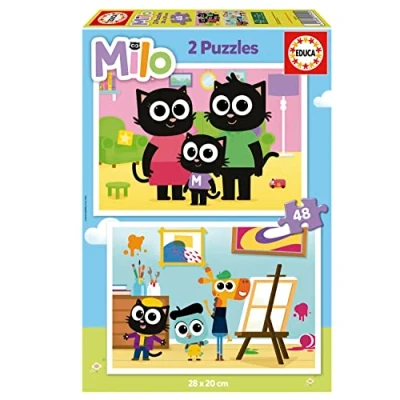 Imagen de Educa 2x48 Milo Set de 2 Puzzles Infantiles con 48 Piezas. Medidas: 28 x 20 cm. Recomendados a Partir 4 años (19542)