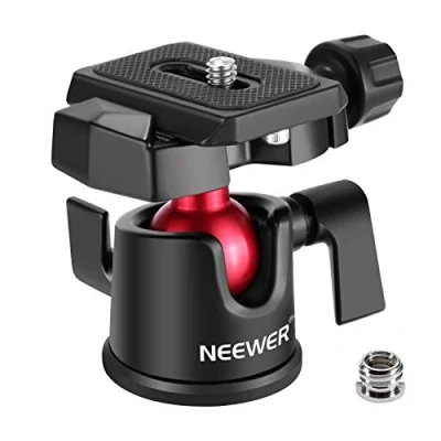 Imagen de Neewer Cabezal de Bola Trípode para Cámara Vídeo,Rotación 360 grados con Placa Zapata Rápida 0,6cm y Nivel Burbuja Réflex Digital,Videocámara,carga hasta 5kg