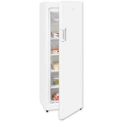 Imagen de Exquisit® Congelador Vertical, 194L, Clase E, Color Blanco, 1 Puerta, 5 Cestos, Estante de Cristal,Tecnología No Frost, Cajón XL, Altura Regulable, Consumo 219 kWh/año, Medidas 169,5x56x56,5 Cm.