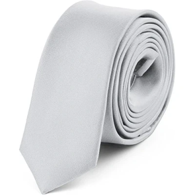 Imagen de Ladeheid Corbatas Estrechas Diversidad de Colores Accesorios Ropa Hombre SP 5 (150cm x 5cm, Platino)