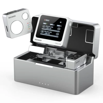 Imagen de NEEWER CM31 Micrófono Lavalier Inalámbrico con 8GB Almacenamiento Batería 24H Grabación 14H Alcance 820 Pies 48KHz Cancelar Ruido 24Bit para iPhone iPad Android PC Youtube/TikTok Stream Podcast