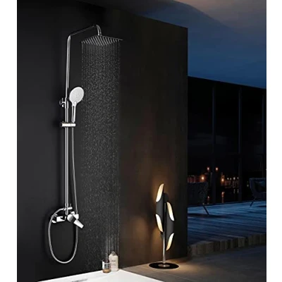 Imagen de Elbe® Sistema de ducha con alcachofa cuadrada 20 cm acero inoxidable 304