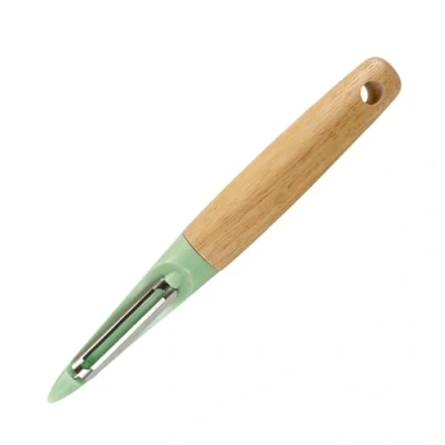 Imagen de Fackelmann Ocean Pelador de Verdura y Fruta, Acero Inoxidable Mango Madera Antideslizante con Certificado FSC, Agarre Cómodo Firme, 20x6 cm, Color Verde Agua, 1 ud.