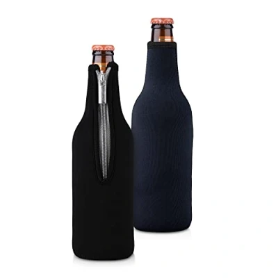 Imagen de kwmobile Set de 2 fundas enfriadoras botellas Para botella 330 500ml Mantén tu fría En negro/azul oscuro