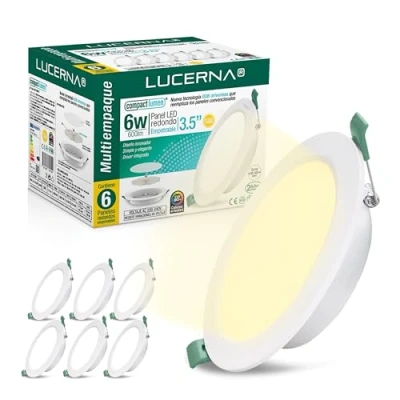 Imagen de LUCERNA Downlight LED techo empotrable Focos interior Plafon agujeros Panel en PACK de 6 (Luz Blanca Cálida (3000K), 6W)
