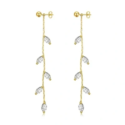 Imagen de Philip Jones Pendientes colgantes chapados en oro con forma de hoja creados Cristales Zircondia®, Cristal, Zircondia®
