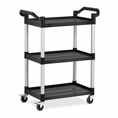 Imagen de Royal Catering Carro de Servicio Carrito para Hostelería RC PSTB3800 (3 estantes 63 x 40 cm, Capacidad Carga: 90 kg, Color Negro)