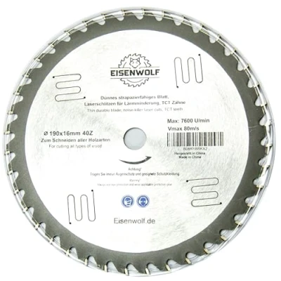 Imagen de 190 x 16 mm 40 dientes Hoja de sierra circular alta calidad para madera