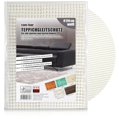 Imagen de COM FOUR® Alfombrilla antideslizante para la alfombra Base Ø 120 cm Tope en color blanco cajones recortable