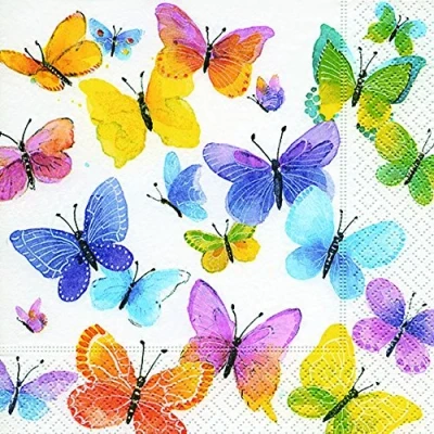Imagen de 20 servilletas en todas partes, diseño de mariposas, 33 x cm