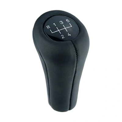Imagen de L &amp; P Car Design a276 4 Pomo Botón de cuero genuino Palanca cambios en negro con 5 velocidades como Plug Play Notebook adicional