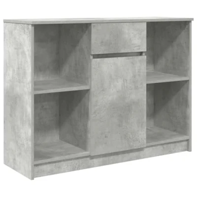 Imagen de vidaXL Aparador con cajón Gris hormigón 101x35x76 cm Madera ingeniería, Armario de almacenaje, Mueble aparador, Pasillo, Buffet