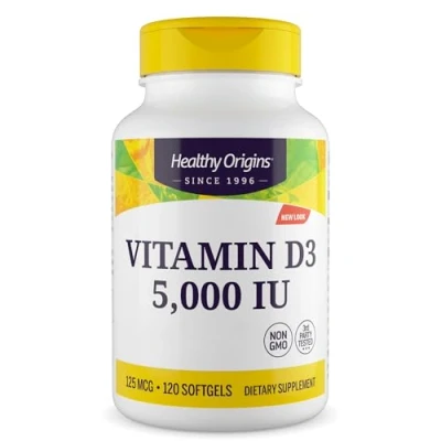 Imagen de Healthy Origins, Depot Vitamin D3 125mcg (5000 IU), 1 Cápsula cada 5 Días, 120 Cápsulas blandas, Alta Dosificación, Testado en Laboratorio, Sin Soja, Gluten, No GMO