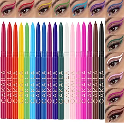 Imagen de LuckNest Eyeliner Color mate impermeable, Delineador impermeable de 18 colores, lápiz para ojos colores altamente pigmentados antimanchas, regalo mujer