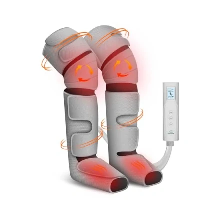 Imagen de Snailax Masajeadora de Piernas con Compresión, Masajeador Rodillas y Pantorrillas Calor, 4D Tejido Profundo Amasamiento, Regalos para Mujeres Hombres,Gris