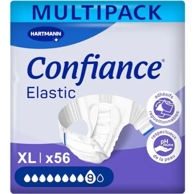 Imagen de Confiance Elastic Cambios completos para hombres y mujeres Nivel de absorción = 9 gotas (fugas urinarias importantes) pH neutro a la piel Material suave Talla XL 4 x 14 Unidades