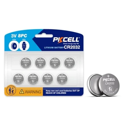 Imagen de 8 Pilas de botón CR2032 Litio 3,0 V 210 mAh para Llave Coche, Mando a Distancia pequeño, báscula, Unidades PKCELL