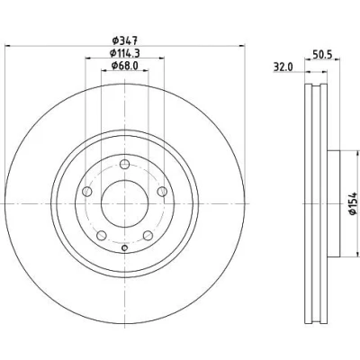 Imagen de HELLA Disco de freno 32mm 05/06 114,3mm ventilación interna revestido altamente carbonizado 8DD 355 135 271 K13T33251 Discos freno,