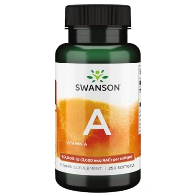 Imagen de Swanson, Vitamin A 10.000IU (3.000mcg), con Aceite de Hígado Bacalao, 250 Cápsulas blandas, Altamente Dosificadas, Probadas en Laboratorio, Sin Soja, Gluten, no GMO