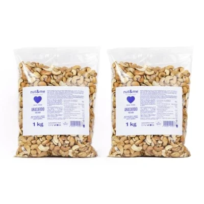Imagen de Anacardos enteros Tostados Sin SAL 2 Kg nut&amp;me Gluten Vegano Frutos secos 100% Naturales Alto en proteínas Snack saludable y sabroso Crujientes Pack x 1