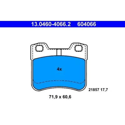Imagen de ATE 13.0460 4066.2 Juego de pastillas freno no preparado para indicador desgaste, excl. contacto avisador desgaste CITROËN: Saxo Hatchback
