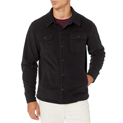 Imagen de Amazon Essentials Sobrecamisa de Forro Polar con Manga Larga Hombre, Negro, XL