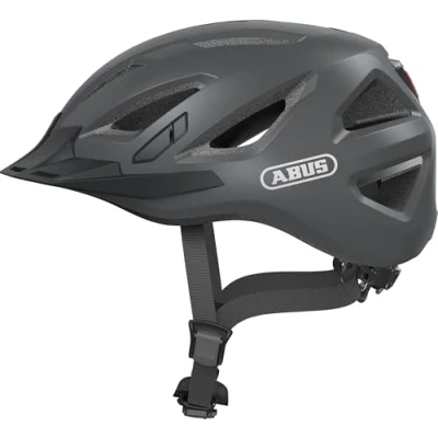 Imagen de ABUS casco urbano Urban I 3.0 para bicicleta con luz trasera, visera y cierre magnético hombre mujer titanio (grisáceo), talla S