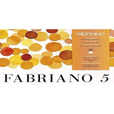 Imagen de Unbekannt Fabriano Disegno 5 Cartulina para Acuarela (Grano Fino, 300 g/m², 26 x 36 cm, 20 Hojas, 4 Caras, sin Cloro ni ácidos), Color Blanco