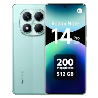 Imagen de Xiaomi Redmi Note 14 Pro 5G Smartphone de 12+512GB, Pantalla 6.67&quot; AMOLED FHD+ 120Hz, MediaTek Dimensity 7300 Ultra, cámara 200MP, TurboCharge 45W, Cargador no Incluido, Verde (Versión ES)