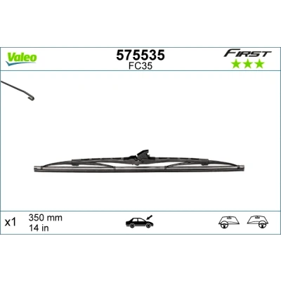 Imagen de Limpiaparabrisas Valeo First 575535 350mm Estándar sujeción por gancho SEAT: Ibiza 2, 124 Berlina, 127, TOYOTA: Yaris I Hatchback, II Hatchback