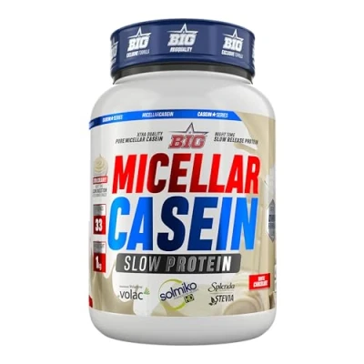Imagen de BIG Caseina Micelar de Maxima Calidad, Proteina Liberacion Sostenida para Recuperacion y Masa Muscular, Textura Cremosa (Sin toppings, White Choco)
