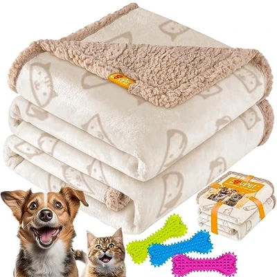Imagen de Lovpet® Manta Impermeable para Perros, de Forro Polar Gatos + 3 Huesos masticables, Perros medianos y Grandes, Gatos, Lavable a máquina, XXL (203 x 152 cm)