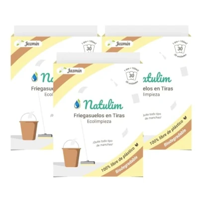 Imagen de Natulim Fregasuelos en Tiras Ecológico (30 usos) Eco, Limpiapisos, Limpiador de Suelos Made in Spain Limpia sin Ensuciar el Planeta (Fragancia Jazmín) 3 Pack