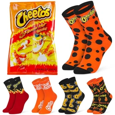 Imagen de Cheetos Calcetines Divertidos, Pack de 5 Calentitos para Mujer, Hombre y Adolescente (Multi/Naranja, 36 40 EU)