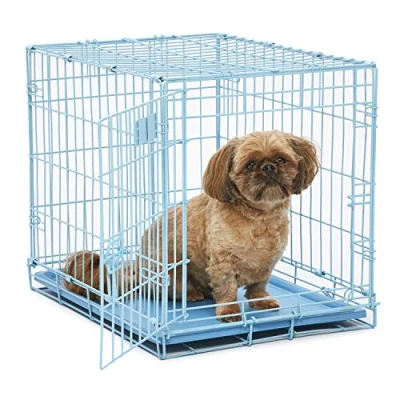 Imagen de MidWest Homes for Pets iCrate modelo 1524BL Jaula para perros recién óptimizada, con una sola puerta, bandeja a prueba de fugas, patas protectoras longitud 60,96 cm, color azul