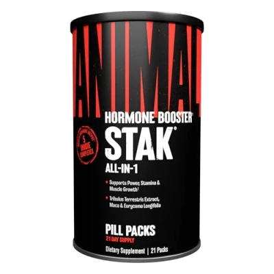 Imagen de Universal Nutrition ANIMAL Stak, refuerzo hormonal con Tribulus Terrestris, Maca y aminoácidos, suplemento dietético para la creación de músculo, aumento peso, entrenamiento pesas, 21 porciones