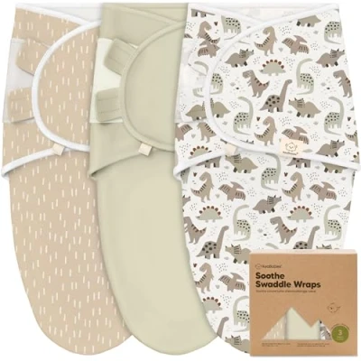 Imagen de Sacos orgánicos para Dormir bebé Paquete de 3 pañales recién Nacido 0 a Meses Saco Nacido, (Dino Ridge)