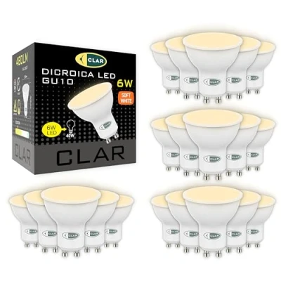 Imagen de CLAR GU10 3000K, LED, Bombilla LED GU10, Ojos de Buey Bombillas 6W, Ojo (Pack 20)