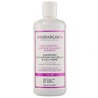Imagen de Kerargan Champú Voluminizador con Biotina &amp; Colágeno Para Cabellos Planos, Finos, Apagados Fortificante, Brillante, Hidratante Sin Sulfato, GMO, Silicona, Aceite Mineral 500ml