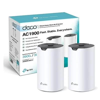 Imagen de TP Link Deco S1900 (2 Pack) AC1900 Router, Repetidor de Wi fi Mesh Inteligente Doble Banda 2.4GHz/5GHz hasta 350 m², 2xPuertos Gigabit,MU MIMO, 100 Dispositivos, Control Parental