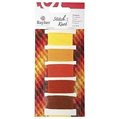 Imagen de Rayher 53564210 de algodón Hilo Stitch &amp; Knot, 5 Colores por 10 m en Unidades