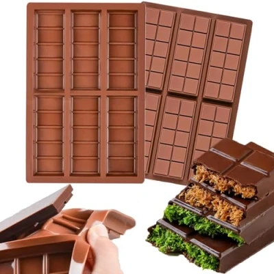 Imagen de RXKFIGX 2 Pcs Molde de Silicona para Chocolate Antiadherente Tableta Grandemolde DIY Chocolates, Caramelos