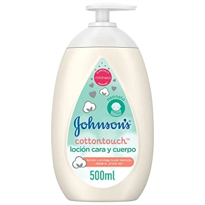 Imagen de Johnson&#039;s Baby CottonTouch Face &amp; Body Lotion, crema hidratante corporal y facial con algodón, para bebés recién nacidos, dermatológicamente probada, 1 x 500 ml